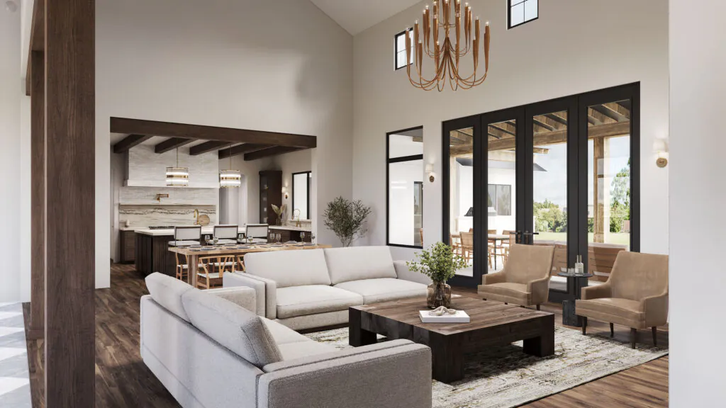 Hawkridge kitchen livingroom render