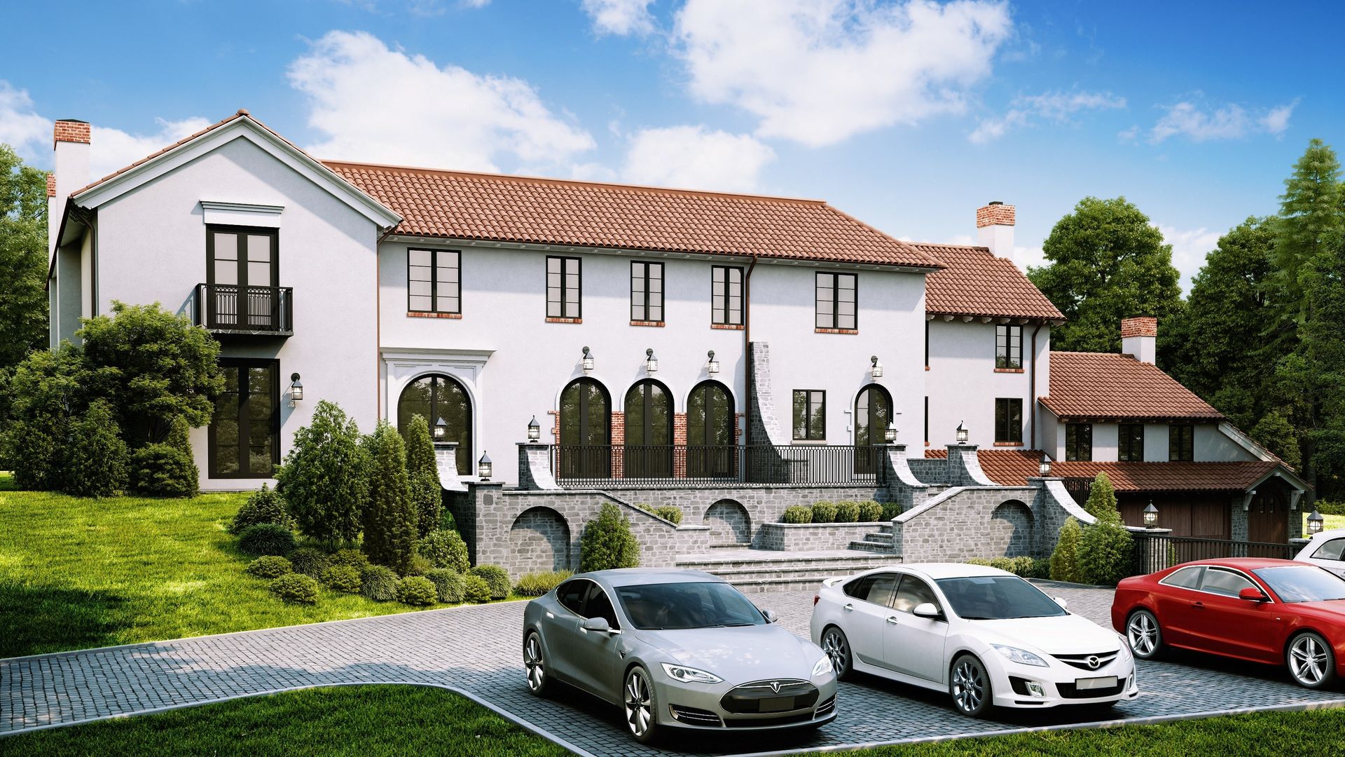 Goldblum Residence from the eye-level and aerial views