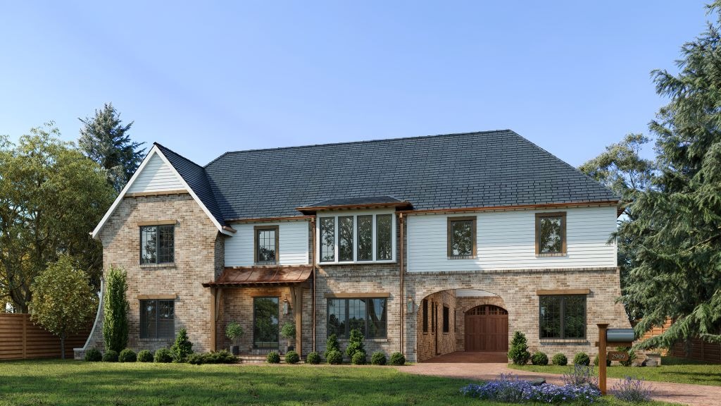 Luxury brick house exterior rendering