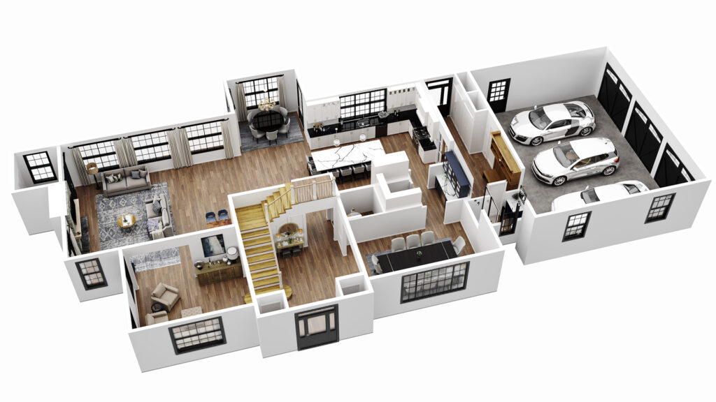 3D floor plan of first level ellison