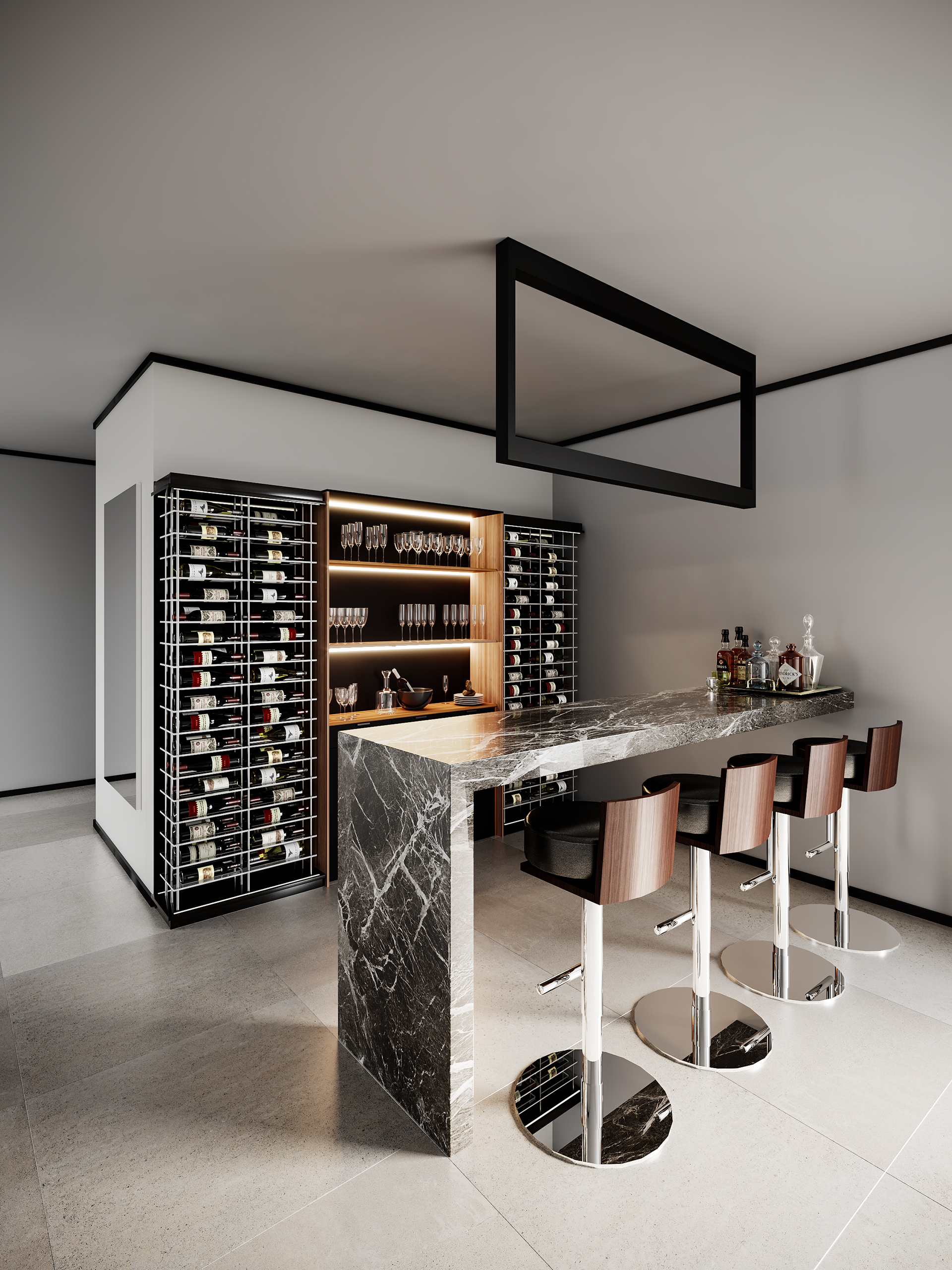 Wine racks wet bar