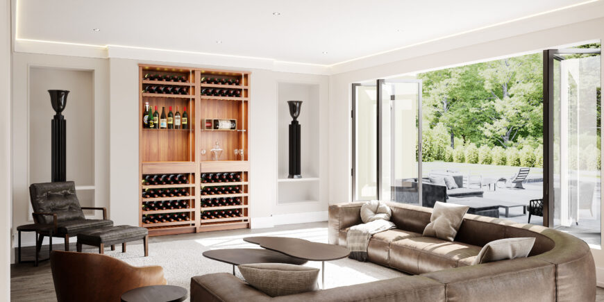Wine racks living room interior