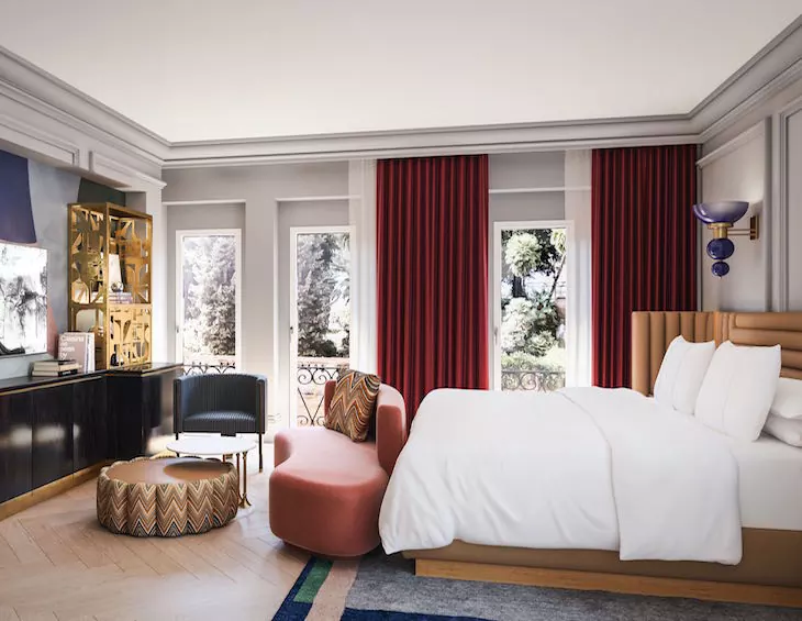 W Rome Guest Room 3D interior rendering image