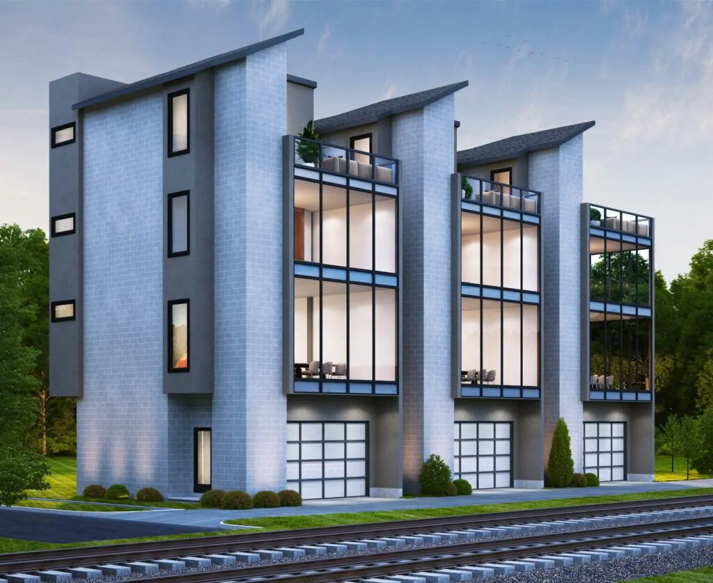 Townhouse exterior 3d rendering