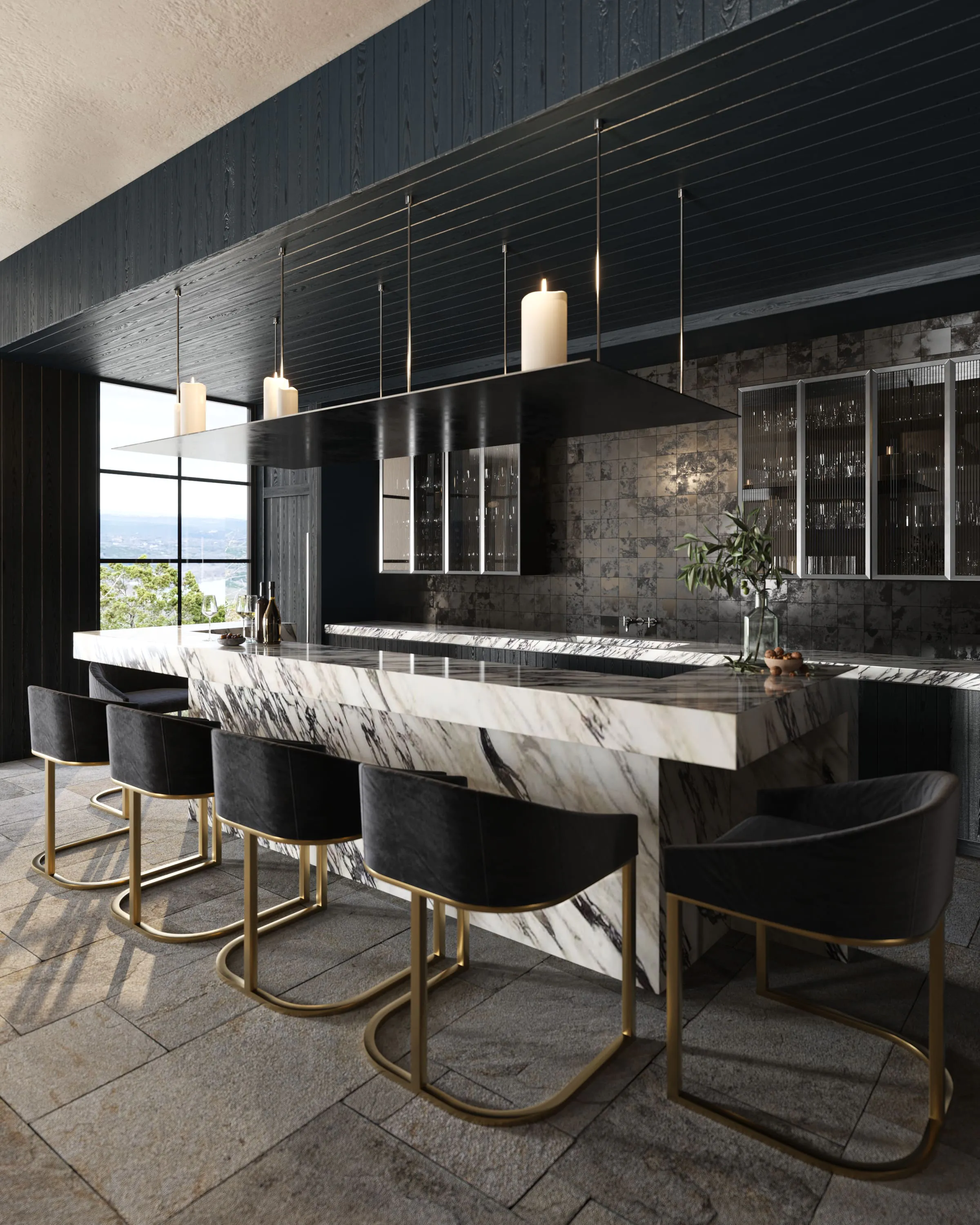 Burt Interiors Bar 3D Render | Burt Residence Gallery